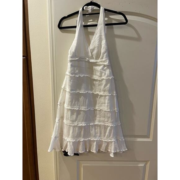 Dress sundress halter low back lined size 10 no labels white - Picture 1 of 3